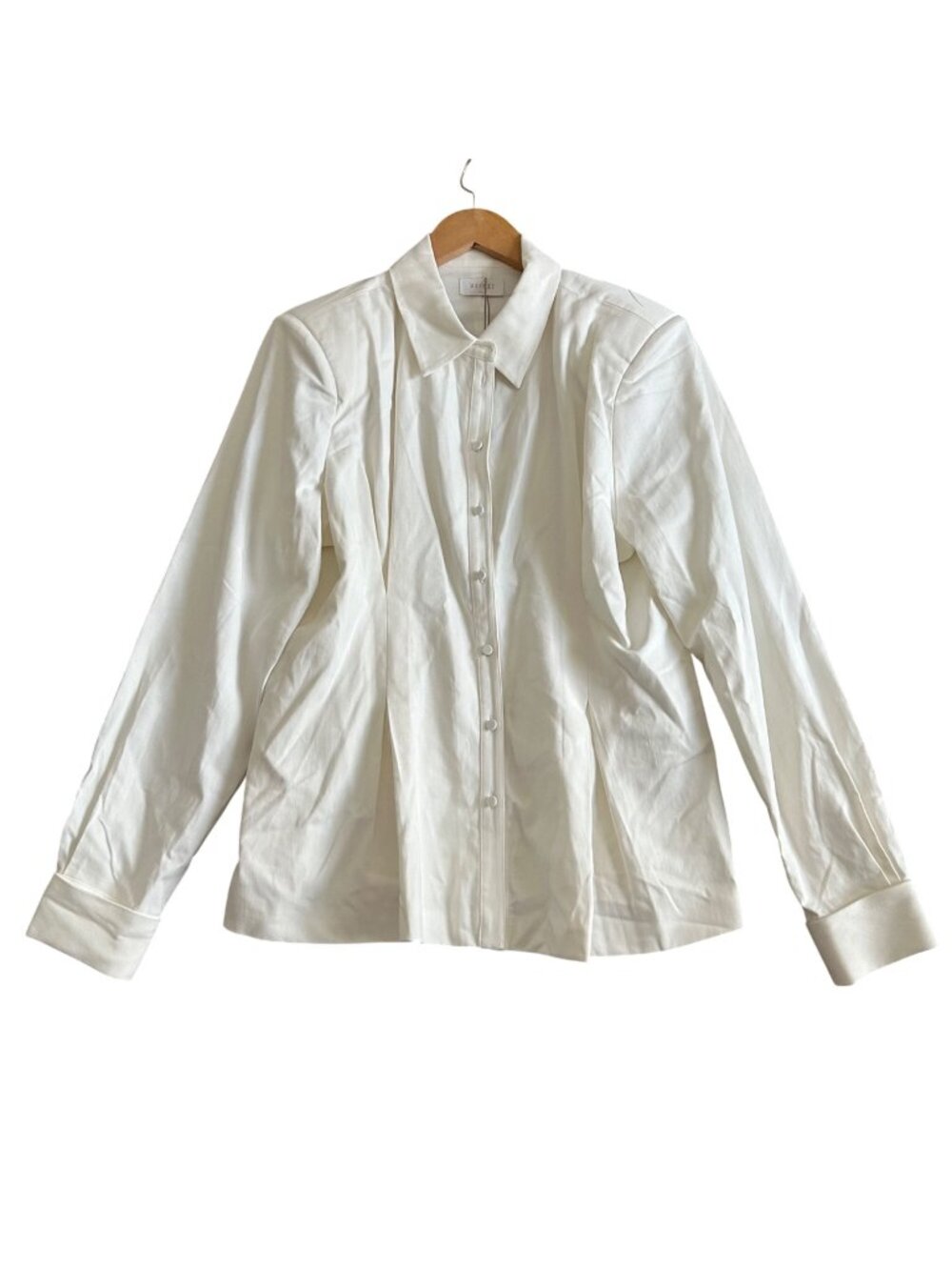 Meshki Women's Sz XXL White Long Sleeve Button-Up Collared Shirt